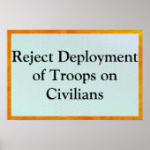 Reject Deployment of Troops on Civilians Poster (Voorkant)
