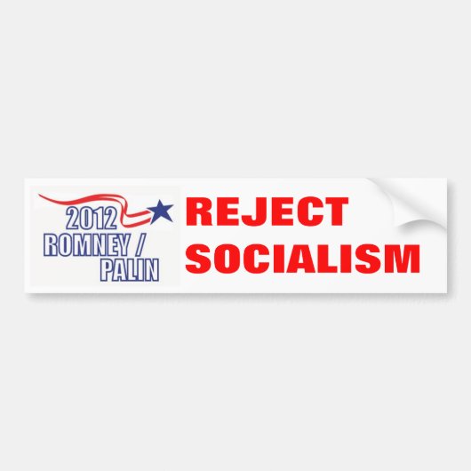REJECT SOCIALISM Romney Palin - Gepersonaliseerd Bumpersticker (Voorkant)