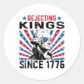 Rejecting Kings Since 1776 Distressed Usa Flag Vin Ronde Sticker (Voorkant)