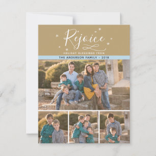 Rejoice 4 Familie met kerstfoto's Feestdagenkaart