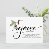 REJOICE A SAVIOR IS GEBOREN MET EEN kerstfotokaart (Staand voorkant)