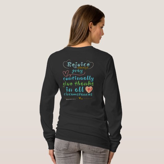 Rejoice Always Christian Scripture Wall Art T-shirt (Achterkant volledig)