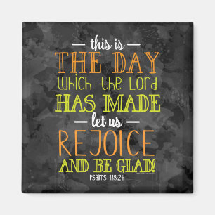 Rejoice and Be Glad Typography Bible Verse Modern Magneet