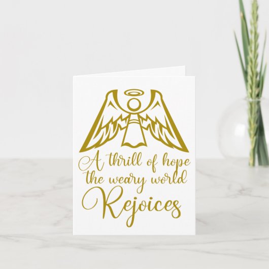 Rejoice Angel Elegant Gold Religieuze Kerstmis Feestdagen Kaart (Voorkant)