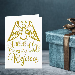 Rejoice Angel Elegant Gold Religieuze Kerstmis Feestdagen Kaart