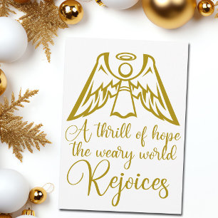 Rejoice Angel Elegant Gold Religieuze Kerstmis Feestdagenkaart