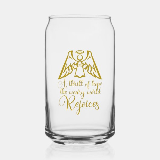 Rejoice Angel Elegant Gold Religious Christmas Blikvorm Glas (Voorkant)