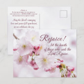Rejoice Bible Verse Cherry Blossom Pasen Briefkaart (Voorkant / Achterkant)