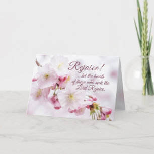 Rejoice Bible Verse Cherry Blossom Pasen Feestdagen Kaart