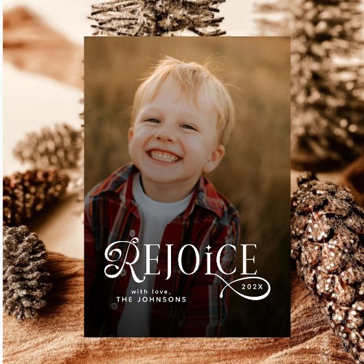 Rejoice Christian Religious Merry Christmas Photo  Feestdagenkaart