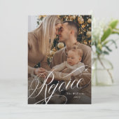 Rejoice Classic Script Religious kerstfoto Feestdagenkaart (Staand voorkant)