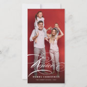 Rejoice Classic Script Religious kerstfoto Feestdagenkaart (Voorkant)