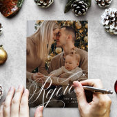 Rejoice Classic Script Religious kerstfoto Feestdagenkaart