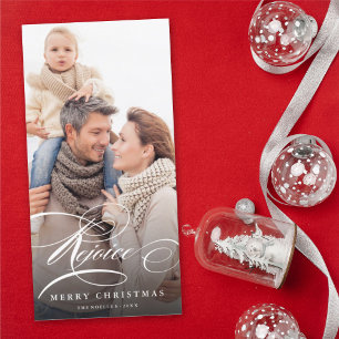 Rejoice Classic Script Religious kerstfoto Feestdagenkaart