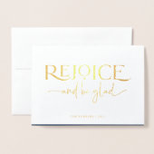 Rejoice | Elegant Religieuze kerstfoto binnenin Folie Kaarten (Voorkant met envelop)