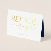 Rejoice | Elegant Religieuze kerstfoto binnenin Folie Kaarten (Voorkant)