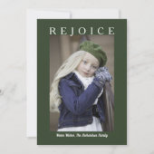 Rejoice Forest Green-kerstfoto Aangepaste foto Feestdagenkaart (Voorkant)