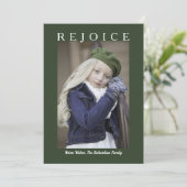 Rejoice Forest Green-kerstfoto Aangepaste foto Feestdagenkaart (Staand voorkant)