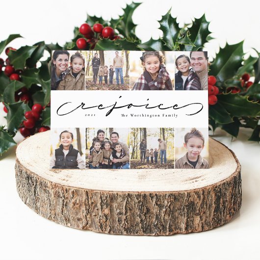 Rejoice foto collage religieuze kerstkaart