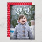 Rejoice Hand Lettered Style Kaart voor kerstfoto's (Voorkant / Achterkant)