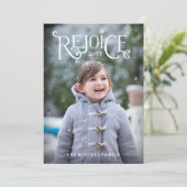 Rejoice Hand Lettered Style Kaart voor kerstfoto's (Staand voorkant)