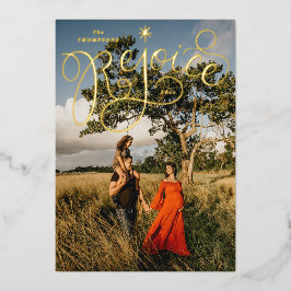 Rejoice Hand Lettering Folie Feestdagenkaart