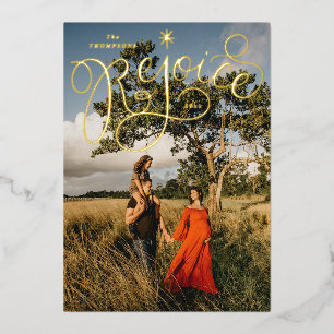 Rejoice Hand Lettering Folie Feestdagenkaart