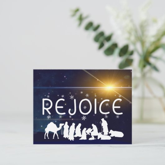 REJOICE-kerst Nativiteit Briefkaart (Staand voorkant)