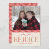 Rejoice kerstfotokaart feestdagenkaart (Voorkant / Achterkant)