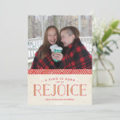 Rejoice kerstfotokaart feestdagenkaart (Staand voorkant)