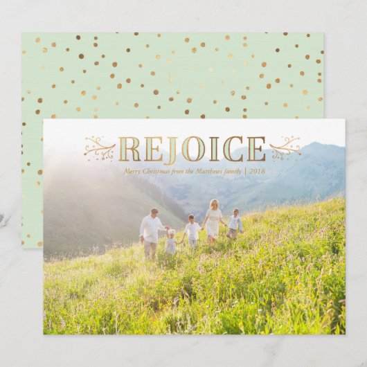 Rejoice kerstfotokaart feestdagenkaart (Voorkant / Achterkant)