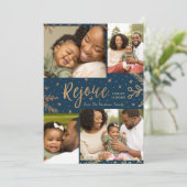 Rejoice | Kerstkaart voor collage | Faux Folie Blu (Staand voorkant)