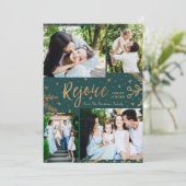 Rejoice | Kerstkaart voor collage | Faux Folie Gre (Staand voorkant)