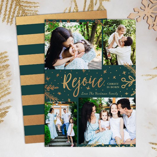 Rejoice | Kerstkaart voor collage | Faux Folie Gre