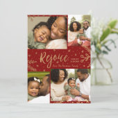 Rejoice | Kerstkaart voor collage | Faux Folie Red (Staand voorkant)