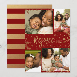 Rejoice   Kerstkaart voor collage   Faux Folie Red