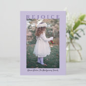 Rejoice Lavender Paarse kerstfoto Feestdagenkaart (Staand voorkant)