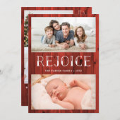 Rejoice on Red Wood | Rustige multicore kerstfeest Feestdagenkaart (Voorkant / Achterkant)