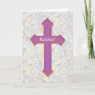 Rejoice Paarse Rustic Cross Easter Kaart