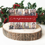 Rejoice photo collage religious Christmas card Feestdagenkaart<br><div class="desc">A modern script message of "rejoice" is framed by 8 photos on a festive red background. This religious-themed Christmas card is the perfect way to send holiday greetings to friends and loved ones. The back is a festive red plaid.</div>