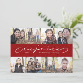 Rejoice photo collage religious Christmas card Feestdagenkaart (Staand voorkant)