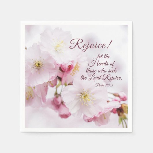 Rejoice Psalm 105:3 Cherry Blossom Spring Easter Servet (Voorkant)