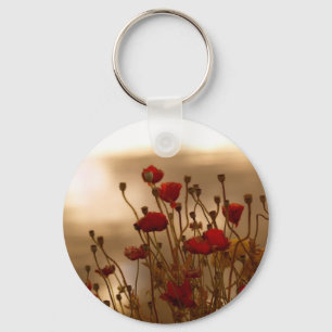 REJOICE Red Poppies Floral Design Sleutelhanger