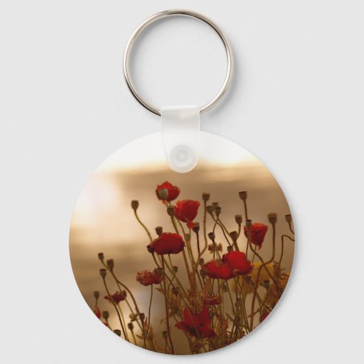 REJOICE Red Poppies Floral Design Sleutelhanger (Voorkant)