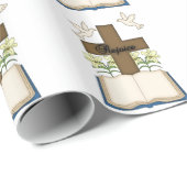Rejoice-Religious Cross+Bijbel/Lamb/Doves Cadeaupapier (Rol Hoek)