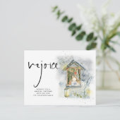 Rejoice Script-kerstmeisje op raam Briefkaart (Staand voorkant)