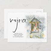 Rejoice Script-kerstmeisje op raam Briefkaart (Voorkant / Achterkant)