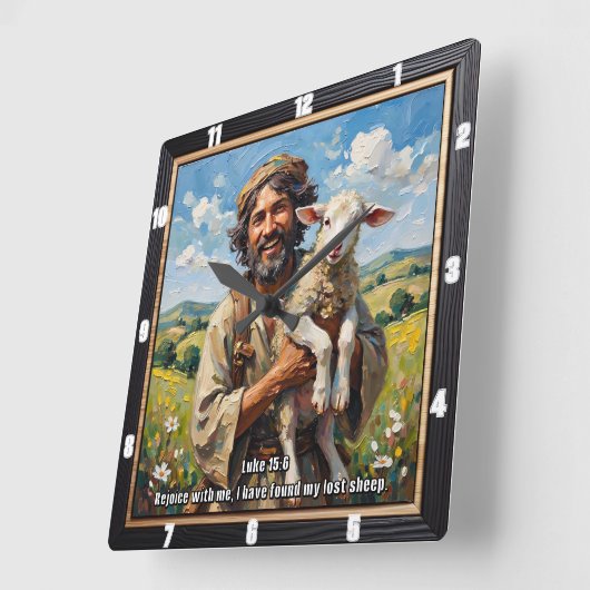 Rejoice: Shepherd Finds Lost Sheep Vierkante Klok (Hoek)