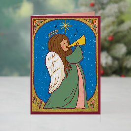 Rejoicing Angel Kerstmis Folie Feestdagenkaart