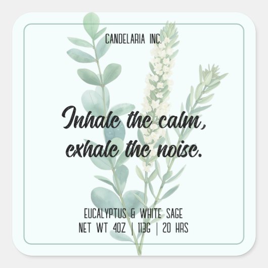 Rejuvenating Eucalyptus Sage Candle Sticker Label (Voorkant)